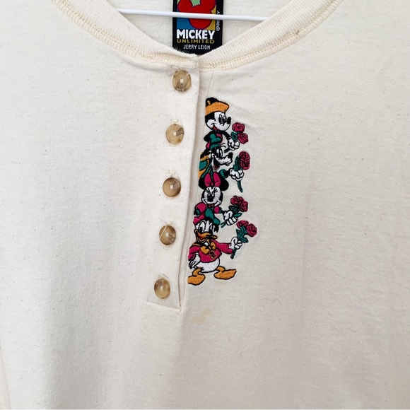 Vintage 90s Disney Mickey Mouse Embroidered long Sleeve Button Up Shirt size XL - Picture 6 of 6